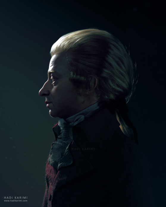 Wolfgang Amadeus Mozart 3D Render