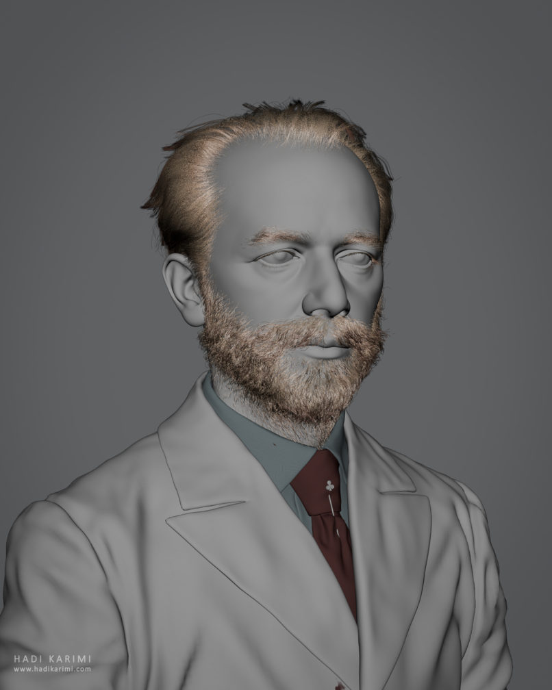 Pyotr Ilyich Tchaikovsky 3D Render